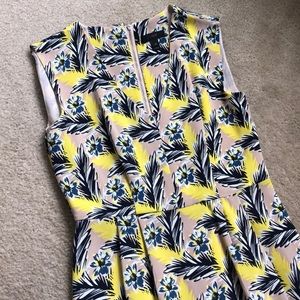J. Crew Yellow and Blue Floral Midi Dress